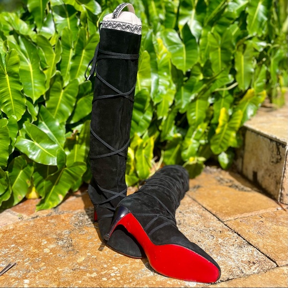 KORS Michael Kors Shoes - Red Bottom Black Suede High Boots